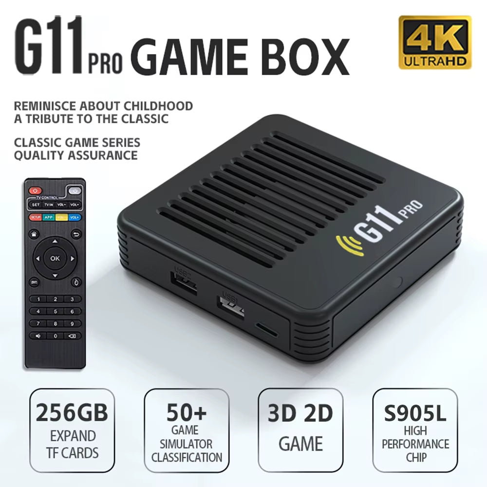 G11 Pro 4K Game Box S905L Built-In 60000 Games Video Game Console with 2.4G Wireless Controller Emuelec Dual System Dropshipping