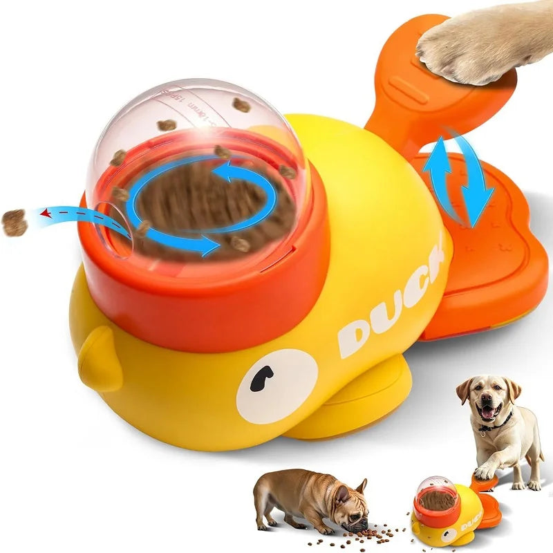 Dog Food Feeder Cartoon Duck Design Pet Snack Puzzle Feeder Anti-Slip Puppy Automatic Dog Cat Food Dispenser Toy